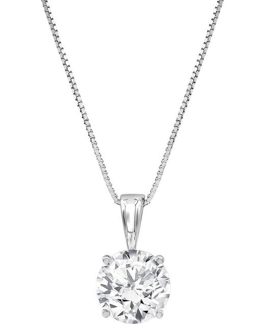 Lab Grown Diamonds Metallic 14k 2.50 Ct. Tw. Lab Grown Diamond Solitaire Pendant Necklace