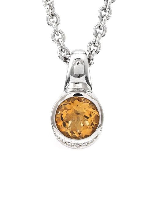 Gemstones Metallic Diamond Select Cuts 3.52 Ct. Tw. Diamond & Citrine Pendant Necklace