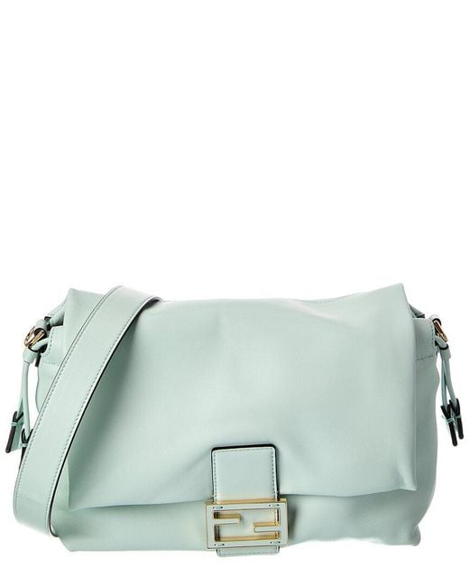 Fendi Green Mamma Baguette Medium Leather Shoulder Bag