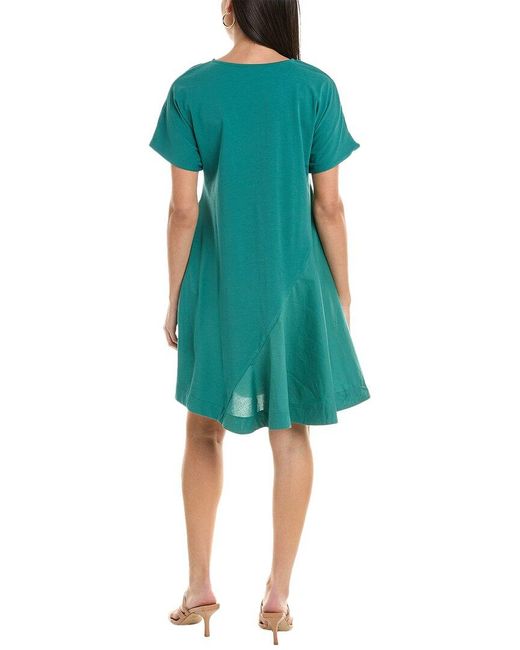 Alpha Studio Green Flare Panel A-Line Dress