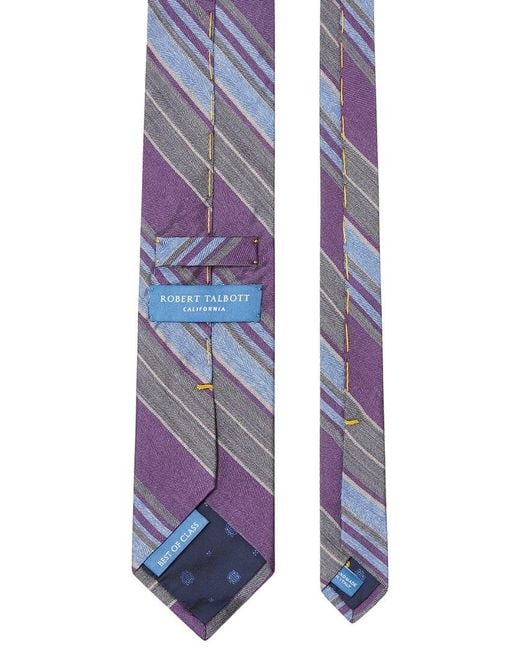 Robert Talbott Purple Silk Large Multi Repp Necktie for men
