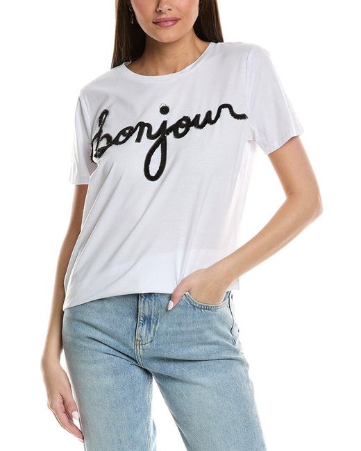 Karl Lagerfeld White Bonjour Fringe T-shirt