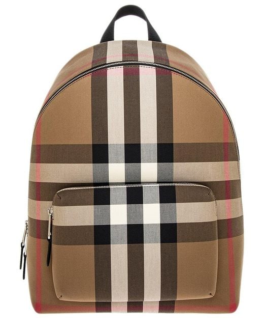 Burberry Brown Jeff Check Canvas & Leather Backpack