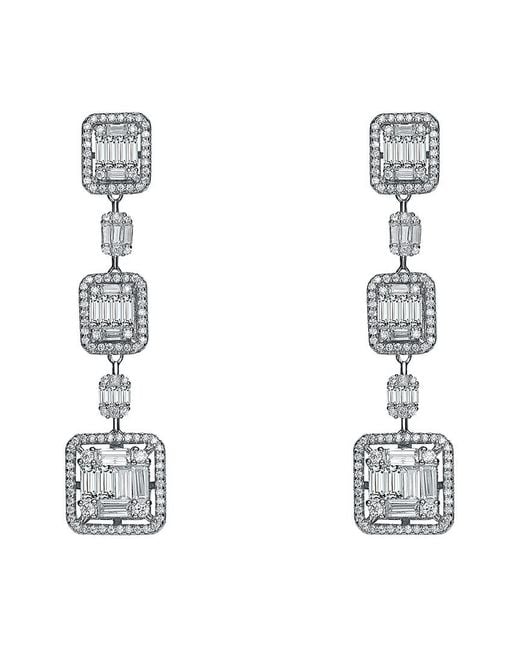 Genevive Jewelry White Silver Cz Drop Earrings