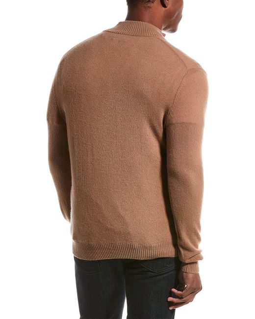 Qi Brown Cashmere 1/4-zip Pullover for men