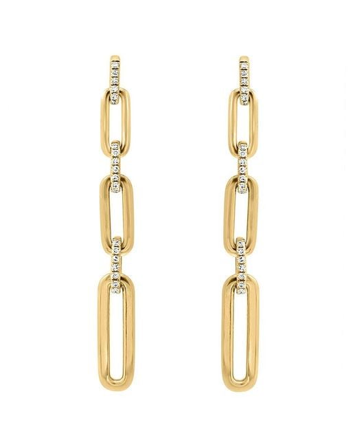 Effy Fine Jewelry Metallic 14K 0.16 Ct. Tw. Diamond Earrings
