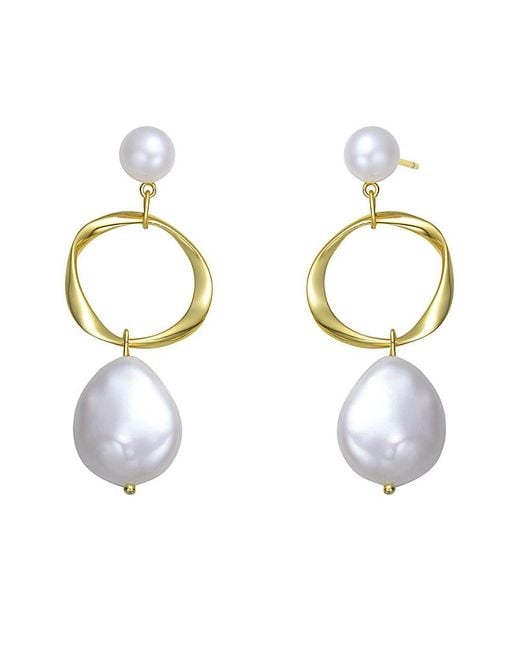 Rachel Glauber Metallic 18k Over Silver 7-19mm Freshwater Pearl Earrings