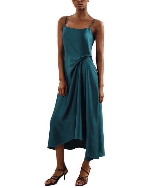 Reiss Blue Zoey Drape Occasion Slip Dress