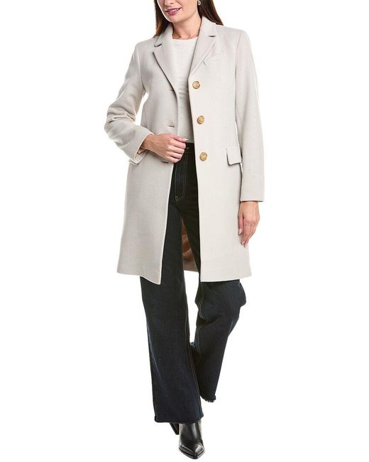 Fleurette White Wool Reefer Coat