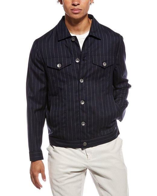 Brunello Cucinelli Blue Wool Shirt Jacket for men