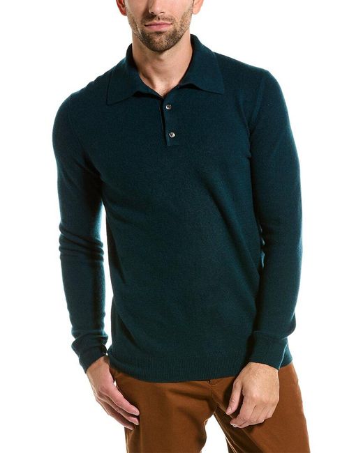 Forte Green Solid Cashmere Polo Sweater for men