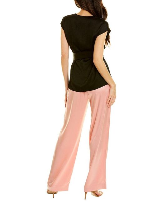 St. John Black Crinkle Top
