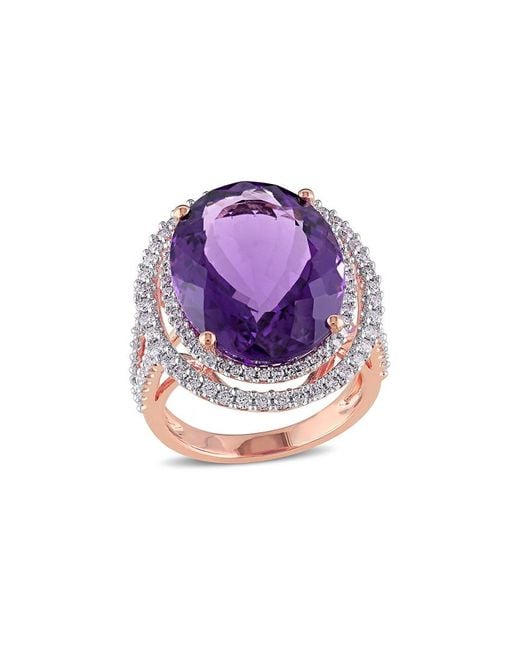 Diamond Select Cuts Purple 14k Rose Gold 20.28 Ct. Tw. Diamond & Amethyst Ring