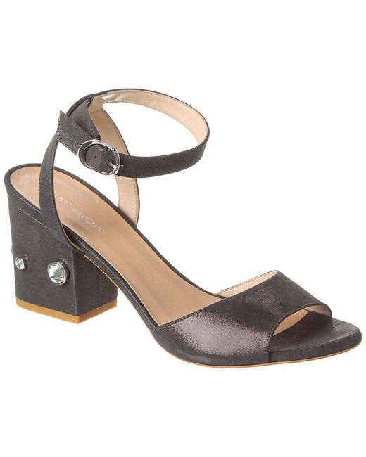 Stuart Weitzman Metallic Allshine 75 Suede Block Sandal