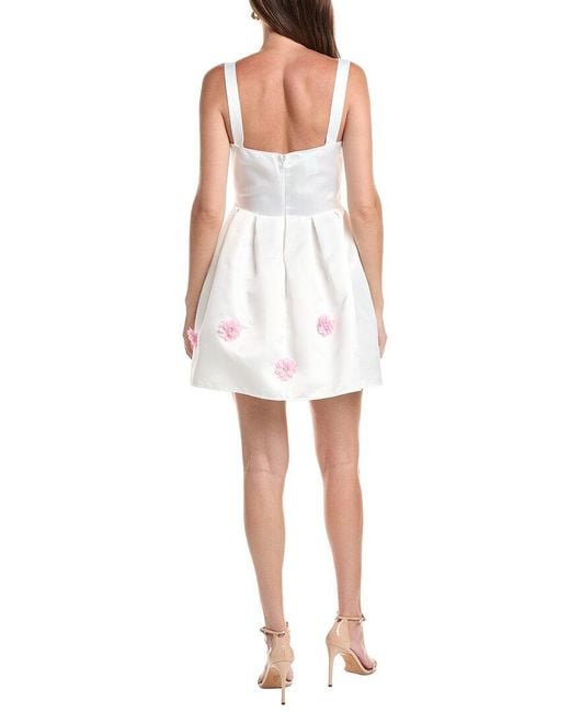 Rene Ruiz White Ruffle Sleeve Midi Faille Dress