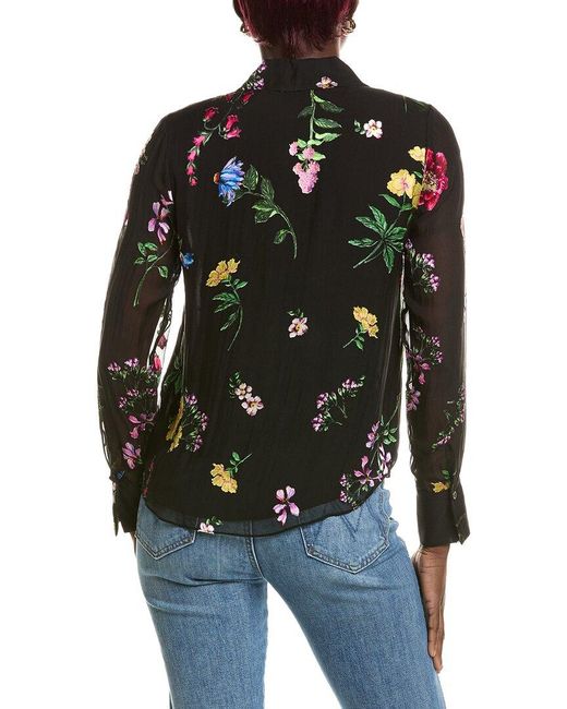 Tahari Black The Janice Silk-Blend Blouse