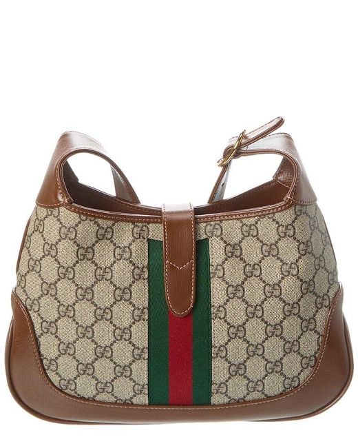Gucci Brown Jackie 1961 Small Gg Supreme Canvas & Leather Hobo Bag