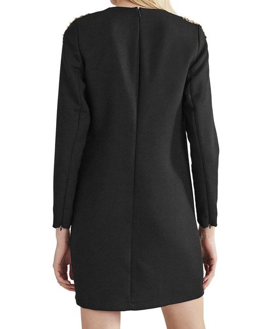 Boden Black Beaded Wool-blend Mini Shift Dress