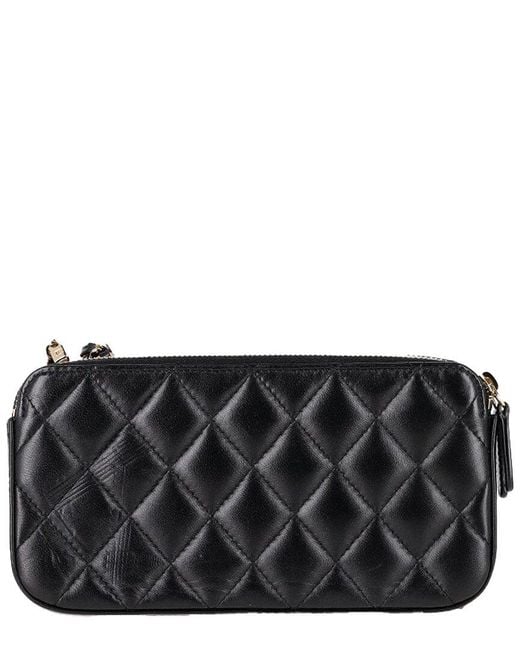 Chanel Black Leather Double Zip Wallet On Chain (authentic Pre-loved)