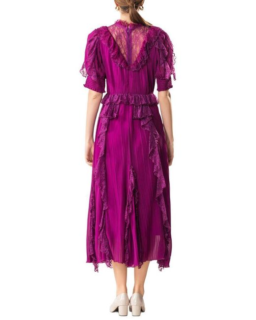 BURRYCO Purple Short Sleeve Midi Dress