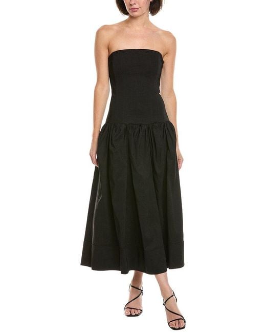 A.L.C. Black June Linen-blend Midi Dress