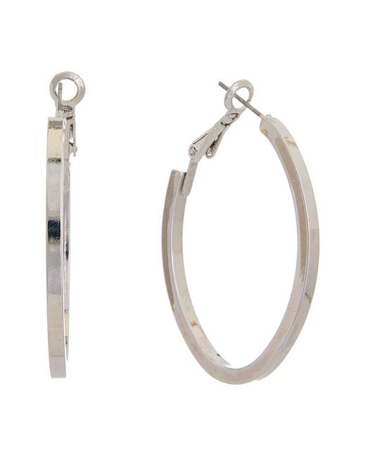 Kenneth Jay Lane Metallic Silver Plated Hoops