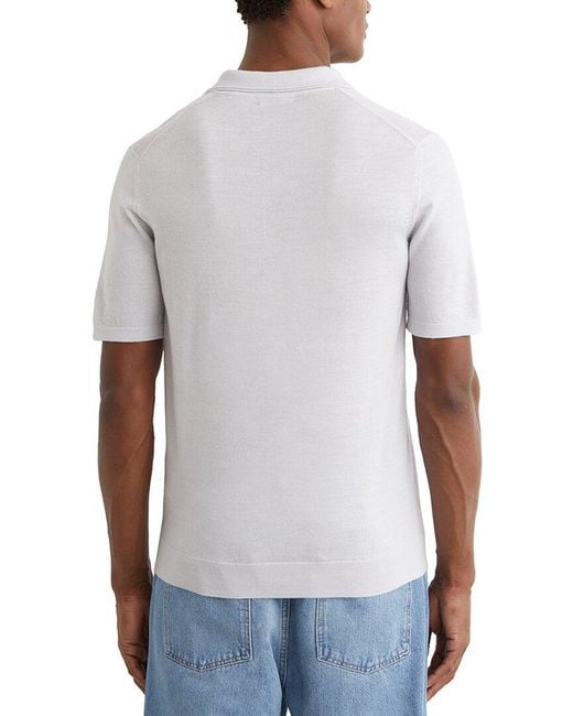 Reiss White Duchie Open Collar Mer Wool Sweater for men