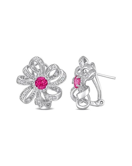 Rina Limor White Silver 1.96 Ct. Tw. Gemstone Flower Earrings