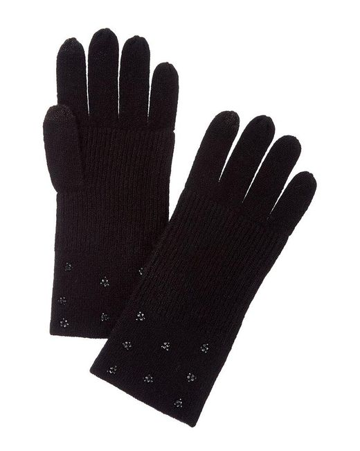 Forte Black Cashmere Crystal Cuff Cashmere Gloves