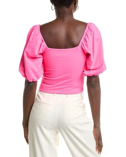 Susana Monaco Pink Puff Sleeve Top