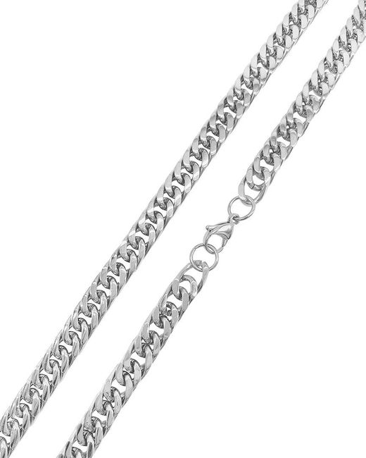 Adornia Metallic Stainless Steel Water Resistant Extra Thick 9mm Cuban Chain Necklace for men