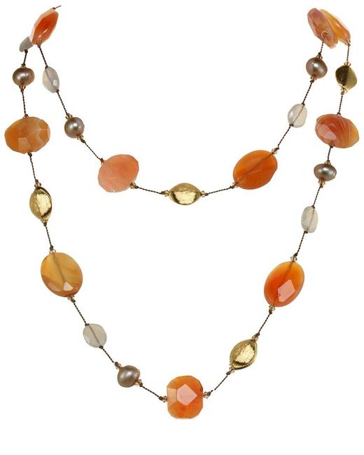 Margo Morrison Multicolor Vermeil Gemstone & Pearl Necklace