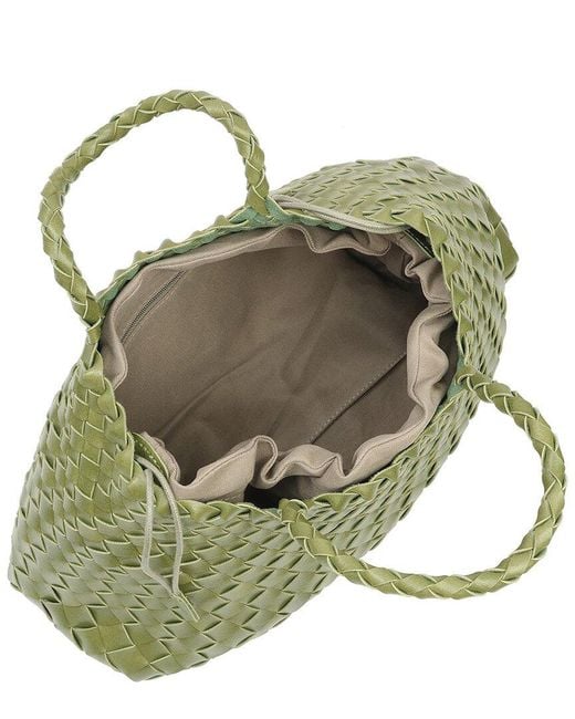 Tiffany & Fred Paris Green Hand-Woven Leather Tote
