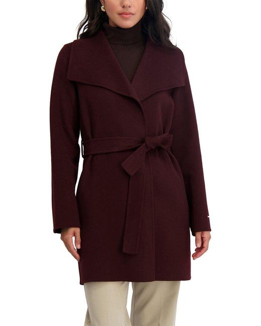 Tahari Red Ella Medium Wool-Blend Coat