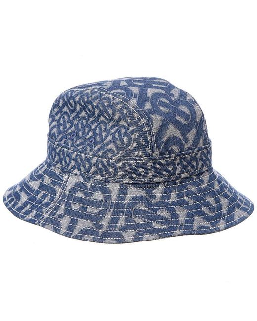 Burberry Monogram Motif Denim Bucket Hat in Blue | Lyst