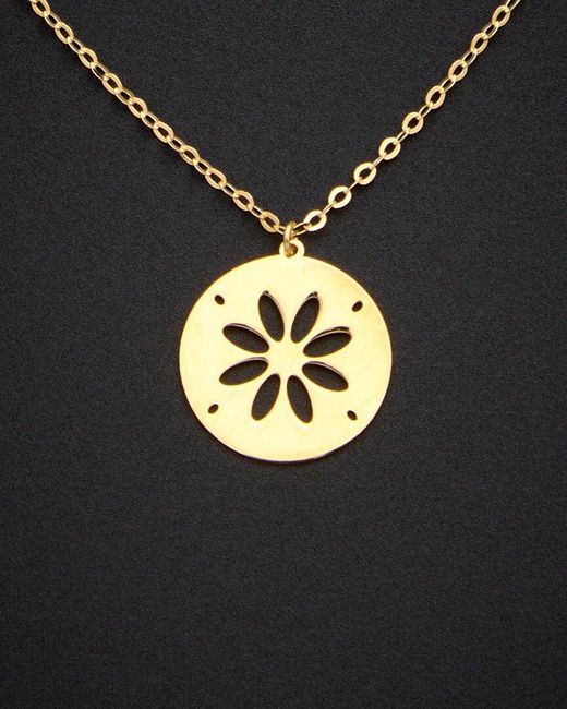 Italian Gold Metallic 18k Flower Cutout Disc Pendant Necklace