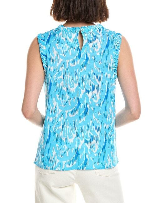 Stella Parker Blue Willa Linen-Blend Top