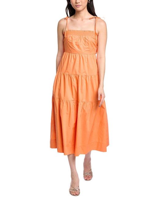 LOST AND WANDER Orange Paradiso Midi Dress