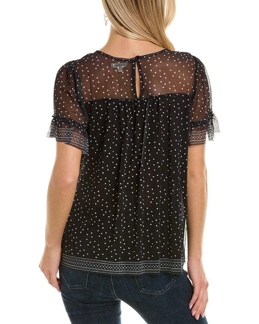 Max Studio Black Knit Mesh Top