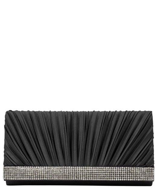 Jessica Mcclintock Black Chloe Pleated Satin Clutch