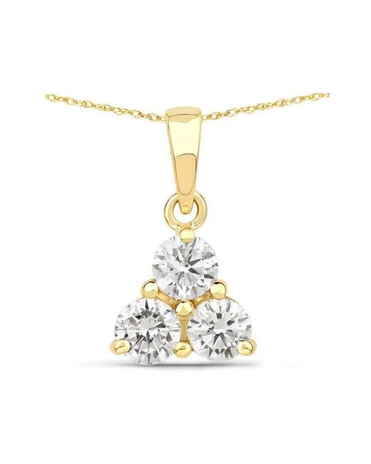 Diana M Metallic Diana M 14k 0.75 Ct. Tw. Lab-grown Diamond Three-stone Pendant