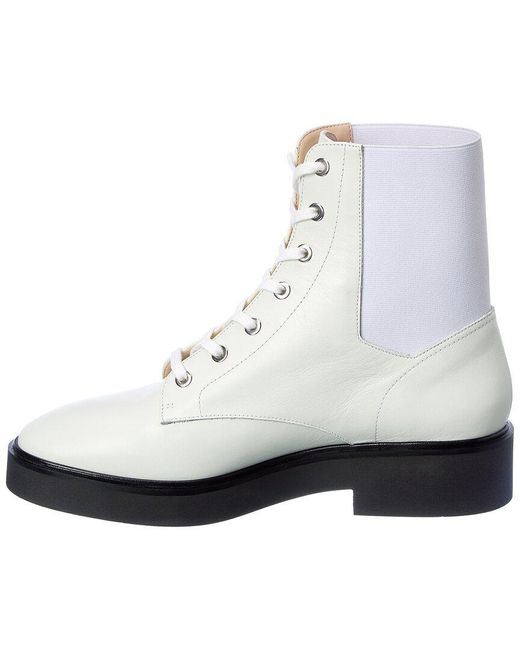 Stuart Weitzman White Henley Leather Bootie