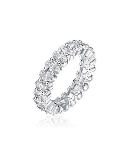 Rachel Glauber White Rhodium Plated Cz Eternity Ring