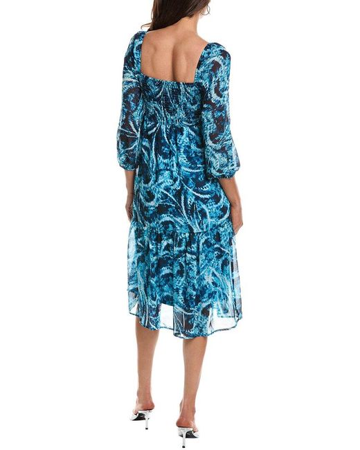 Bebe Blue Long Sleeve Midi Dress