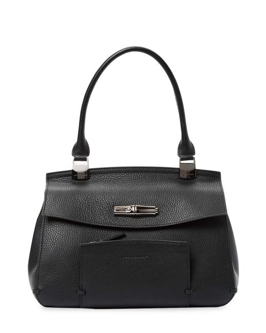 Longchamp Madeleine Leather Top Handle in Black | Lyst