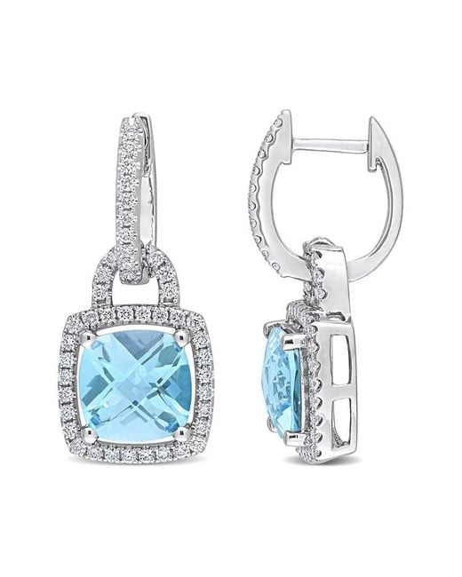 Rina Limor Blue 14K 6.48 Ct. Tw. Diamond & Topaz Drop Earrings