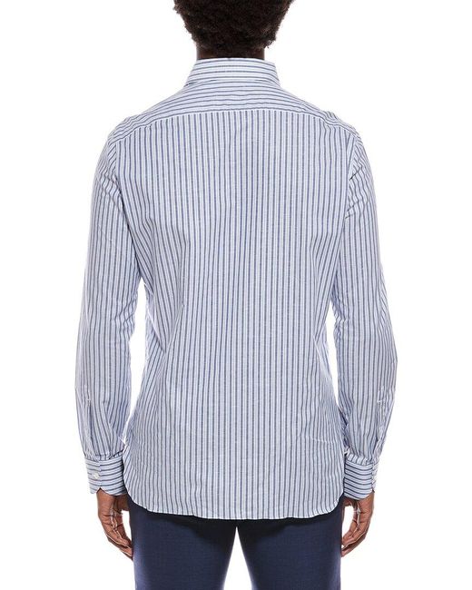 Isaia Blue Linen-Blend Shirt for men