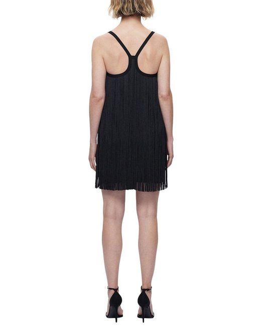 Hervé Léger Black Fringe Sweetheart Mini Dress