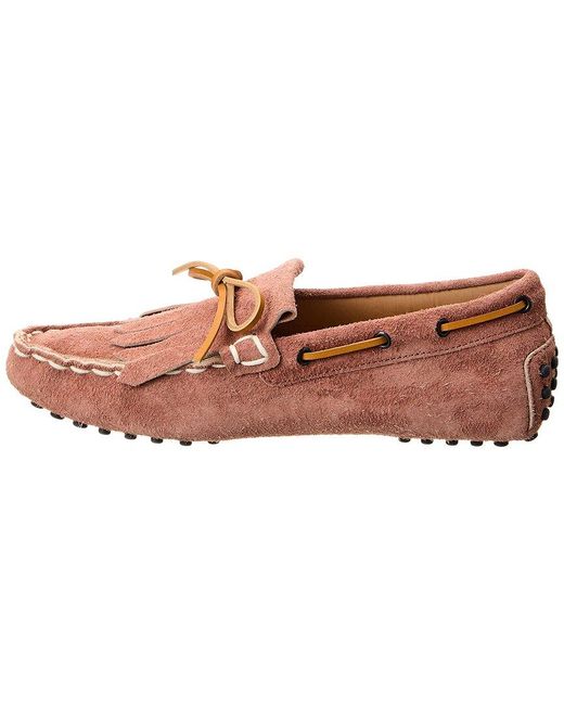 Tod's Pink Gommino Suede Loafer for men