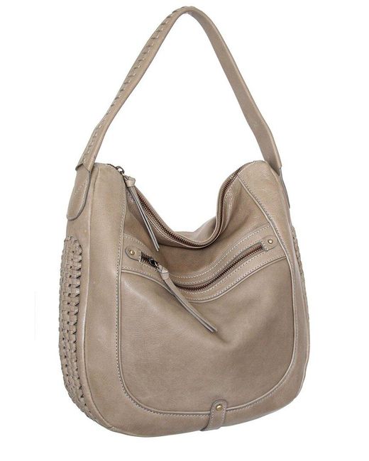 Nino Bossi Gray Elina Hand-Dyed Vintage Leather Hobo Bag